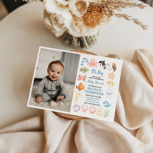 Cute Ocean Under the Sea Animal Baby Shower Invitation