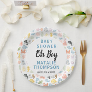 Cute Ocean Under the Sea Animal Baby Shower Paper Plate