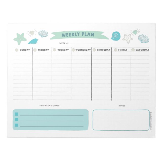 Cute Ocean Weekly Planner Notepad (Front)