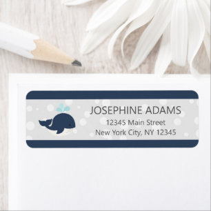 Cute Ocean Whale Navy Blue Return Address
