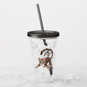Cute ocelot cartoon illustration  acrylic tumbler