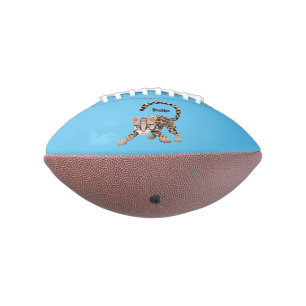 Cute ocelot cartoon illustration  american football