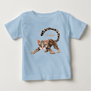 Cute ocelot cartoon illustration baby T-Shirt