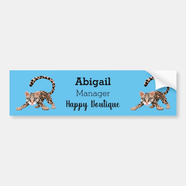 Cute ocelot cartoon illustration bumper sticker (Front)