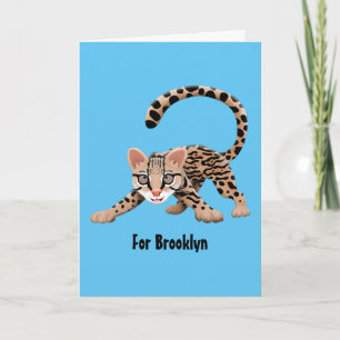 Cute ocelot cartoon illustration  card