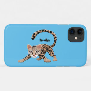 Cute ocelot cartoon illustration iPhone 11 case