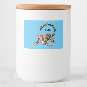 Cute ocelot cartoon illustration  food label