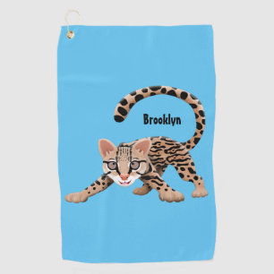 Cute ocelot cartoon illustration  golf towel