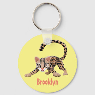 Cute ocelot cartoon illustration key ring