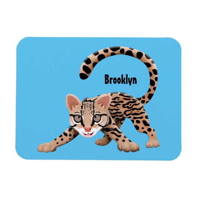 Cute ocelot cartoon illustration magnet (Horizontal)