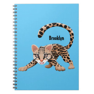 Cute ocelot cartoon illustration notebook