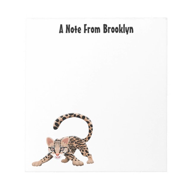 Cute ocelot cartoon illustration  notepad (Front)