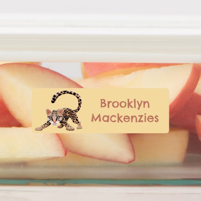 Cute ocelot cartoon illustration personalised (Affixed)