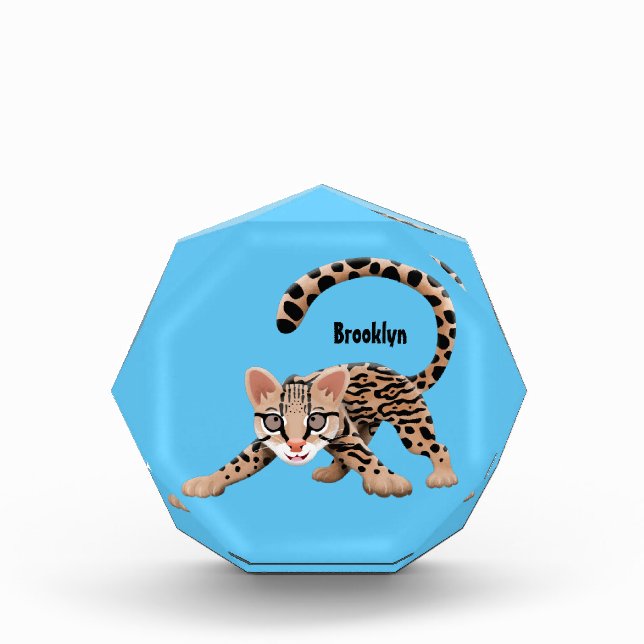 Cute ocelot cartoon illustration  photo block (Front)