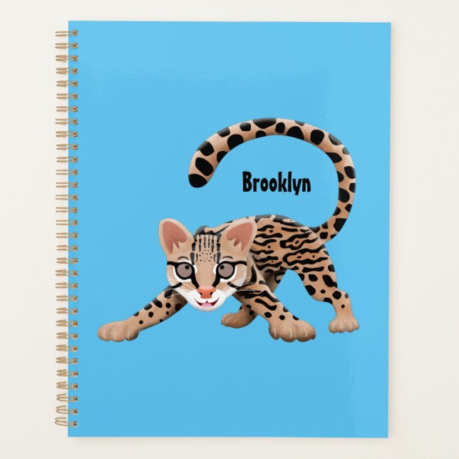 Cute ocelot cartoon illustration planner (Front)