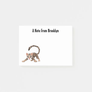 Cute ocelot cartoon illustration post-it notes