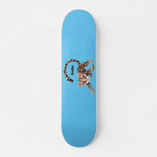 Cute ocelot cartoon illustration skateboard