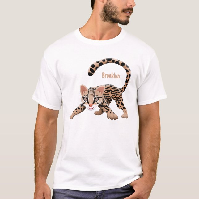 Cute ocelot cartoon illustration  T-Shirt (Front)
