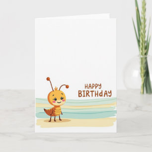 Cute Ochre Creature Birthday Card