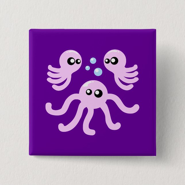 Cute Octopus 15 Cm Square Badge (Front)