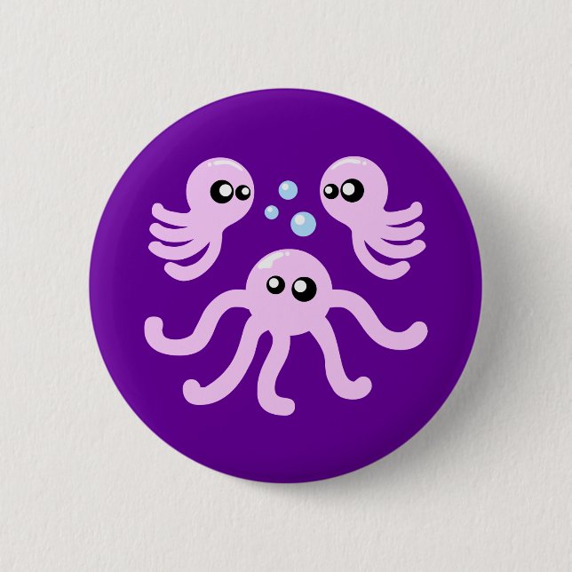 Cute Octopus 6 Cm Round Badge (Front)