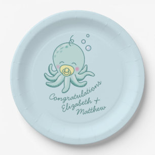 Cute Octopus Baby Shower Kawaii Paper Plate