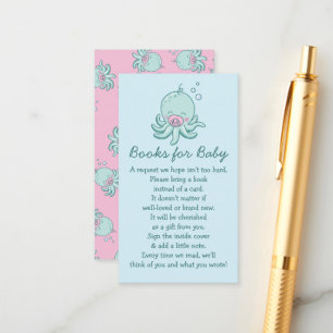 Cute Octopus Baby Shower Kawaii Pink Book for Baby Enclosure Card