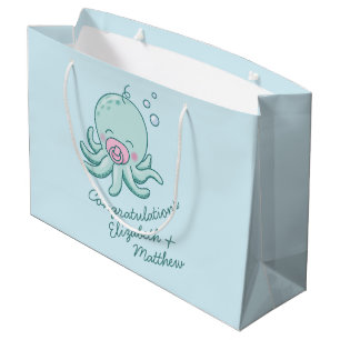 Cute Octopus Baby Shower Kawaii Pink Girl Large Gift Bag