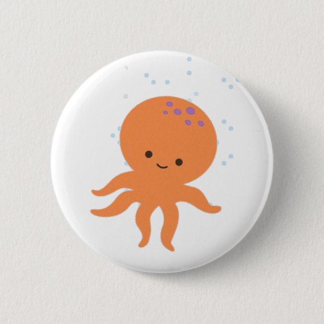 Cute Octopus Cartoon 6 Cm Round Badge (Front)