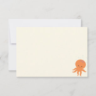 Cute Octopus Cartoon Blank Cream Off White Card