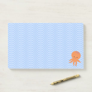 Cute Octopus Cartoon Blue Waves Custom Post-it Notes