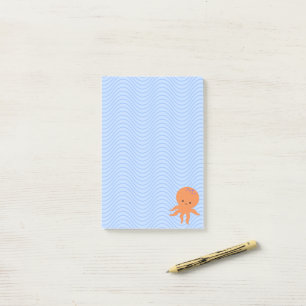 Cute Octopus Cartoon Blue Waves Custom Post-it Notes