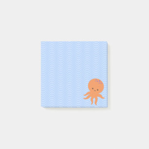 Cute Octopus Cartoon Blue Waves Custom  Post-it Notes