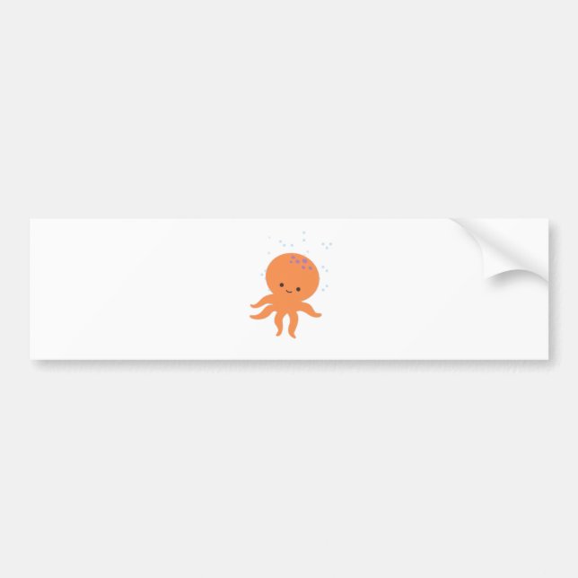 Cute Octopus Cartoon Bumper Sticker (Front)