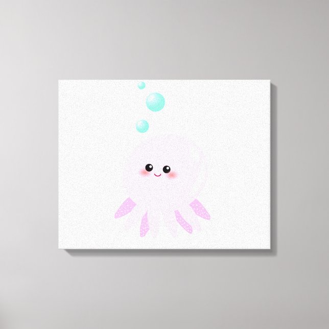 Cute octopus cartoon canvas print (Front)