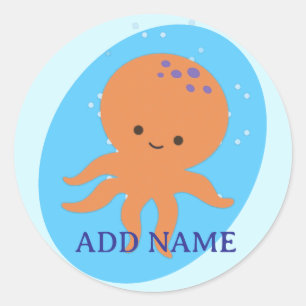 Cute Octopus Cartoon Classic Round Sticker