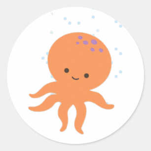 Cute Octopus Cartoon Classic Round Sticker
