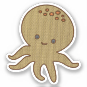 Cute Octopus Cartoon Embroidery Print