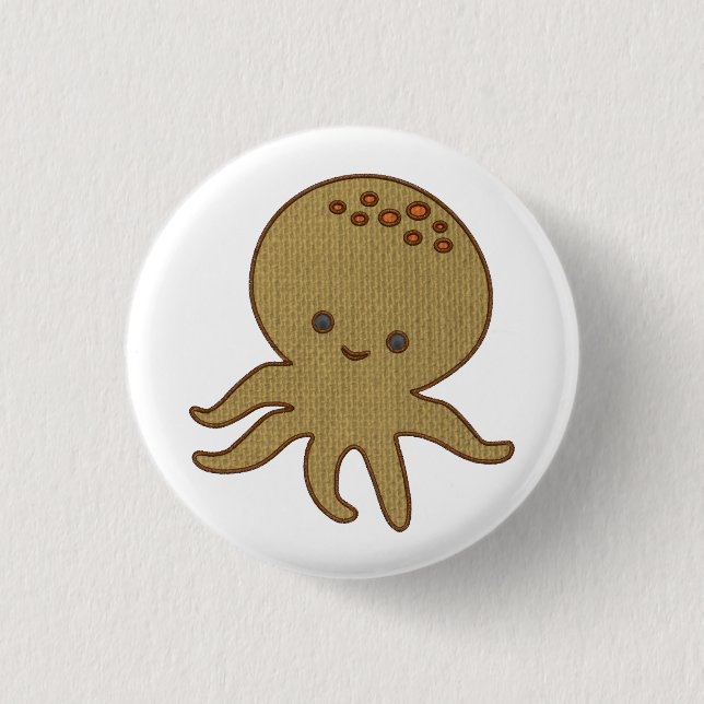 Cute Octopus Cartoon Embroidery Print 3 Cm Round Badge (Front)