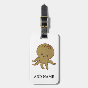 Cute Octopus Cartoon Embroidery Print Custom Name Luggage Tag