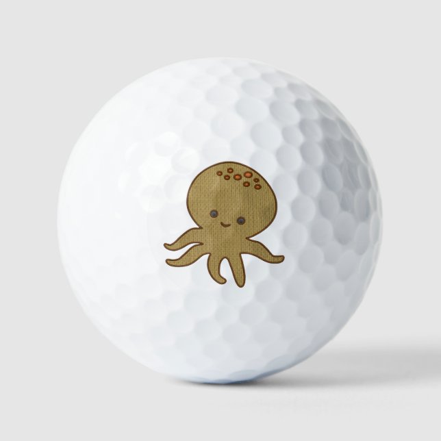 Cute Octopus Cartoon Embroidery Print Golf Balls (Front)