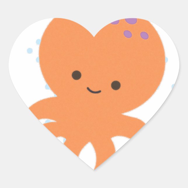 Cute Octopus Cartoon Heart Sticker (Front)