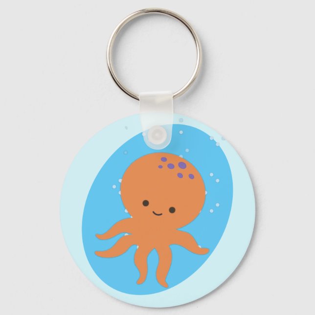Cute Octopus Cartoon Key Ring (Front)