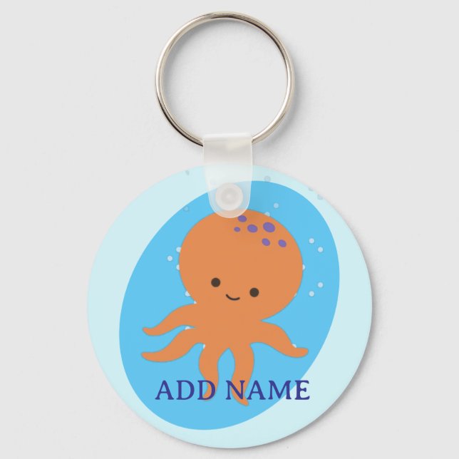 Cute Octopus Cartoon Key Ring (Front)