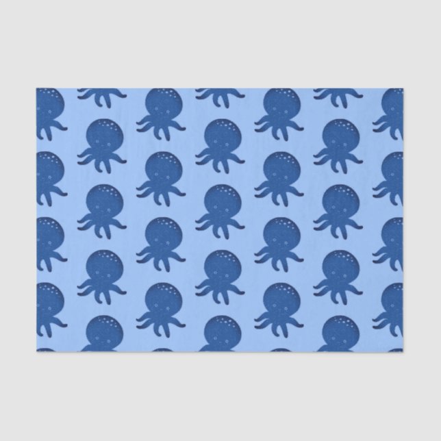 Cute Octopus Cartoon Old Paper Print (Front)