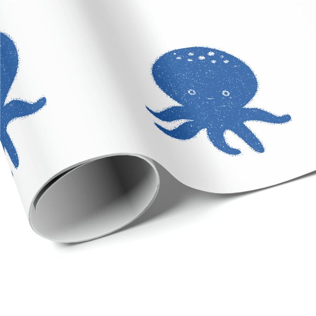 Cute Octopus Cartoon Old Paper Print (Roll Corner)