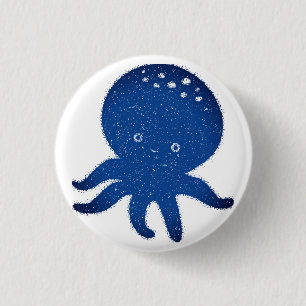 Cute Octopus Cartoon Old Paper Print 3 Cm Round Badge