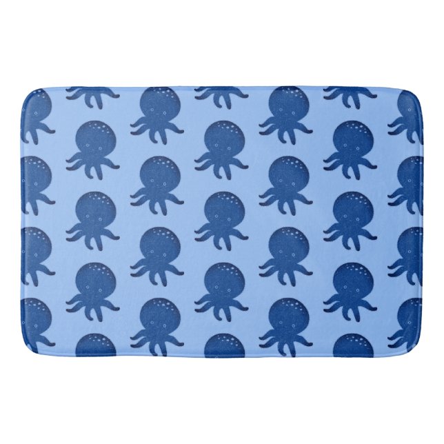 Cute Octopus Cartoon Old Paper Print Bath Mat (Front)