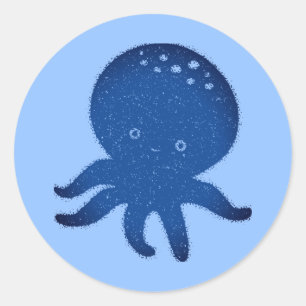 Cute Octopus Cartoon Old Paper Print Classic Round Sticker
