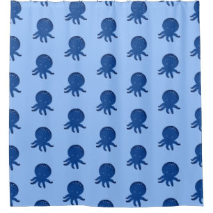 Cute Octopus Cartoon Old Paper Print Shower Curtain